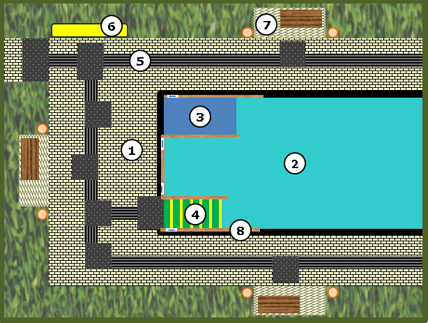 Bild 4: Wasserbecken mit Zugang über eine Rampe und eine Treppe 